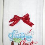 This entire design is embroidered.  Due to the large number of extra stitches, please add $5.00 to your total.  Bow Extra.