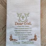 What a beautiful towel.  I just love the message embroidered on it.  Due to the large of stitches, please add $2.00 to this design.  EP
