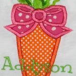 An adorable carrot with ribbons on top.  Great for Easter or year round.