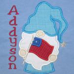 This cute Gnome applique can be used for a boy or girl just by changing the fabric colors.  TI2S