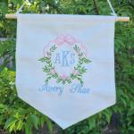 Floral Leaf Bow With Monogram Banner (Colors can be changed) SunsinEt