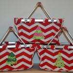 Names were embroidered on the back of these totes and used for Christmas PJ's and fun stuff the night before Christmas.