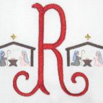 These nativity designs are totally embroidered.  SO BEAUTIFUL.  Add the letter of your choice.